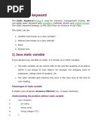 Static Variable and Method