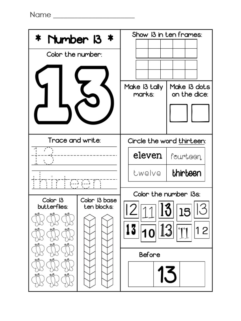 Number Worksheets Number 13 Free | PDF
