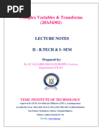 Complex Variables & Transforms (20A54302) : Lecture Notes