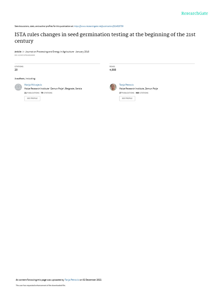 ISTA Rules Changes in Seed Germination Testing at PDF Plants Botany