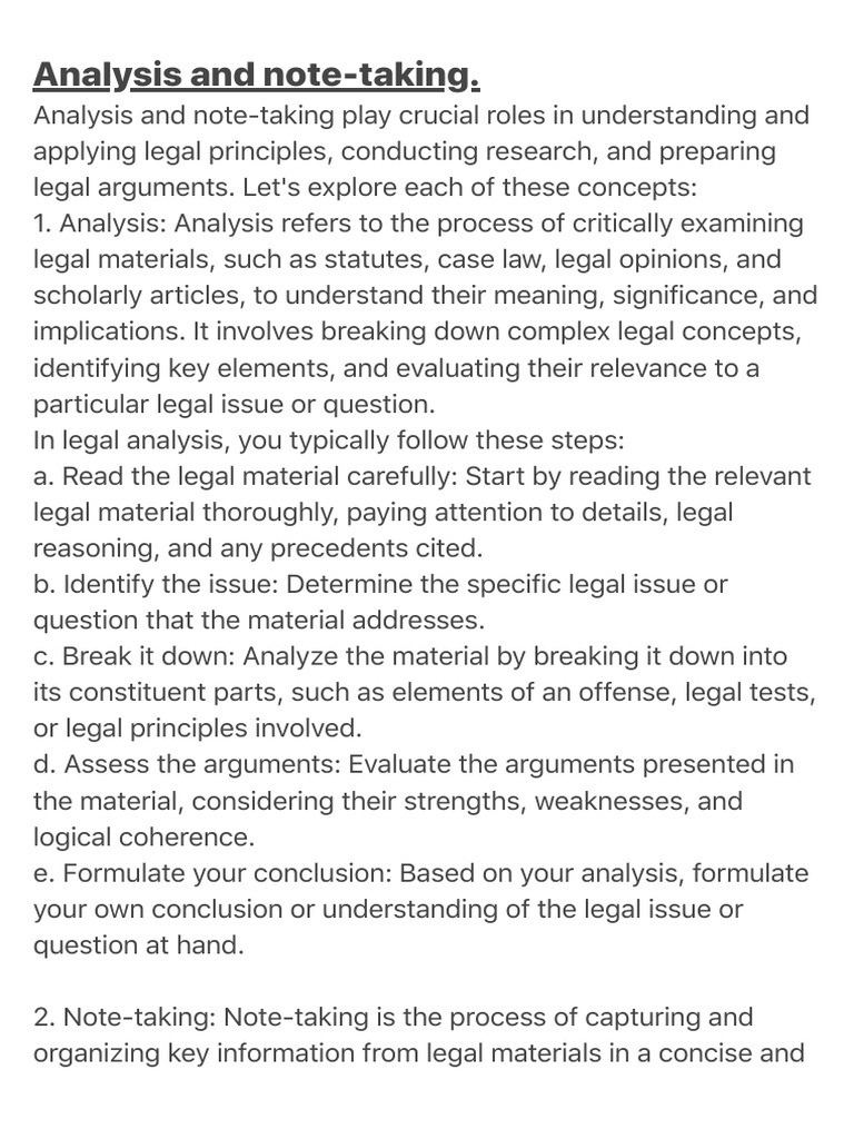 Legal Analysis and Note-Taking Guide | PDF | Analysis | Argument