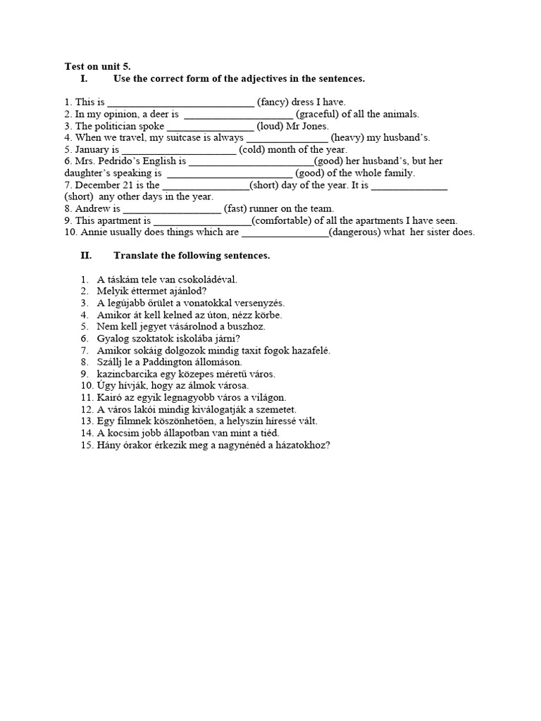 Test On Unit 5 Pdf