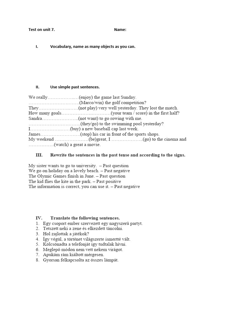 Test On Unit 7 | PDF