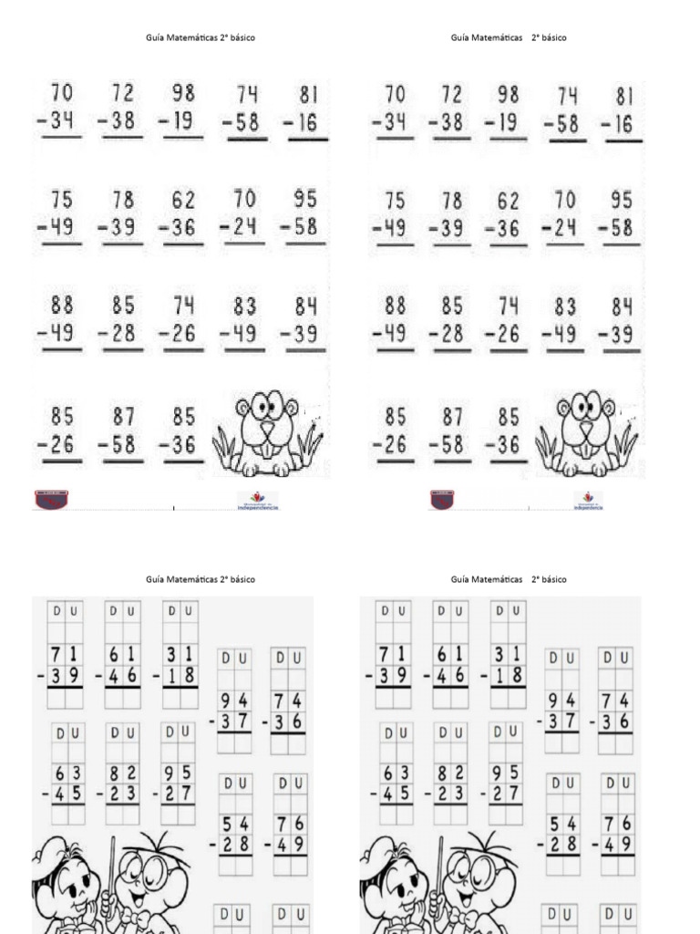 Guía de Sumas y Restas 2° Básico | PDF