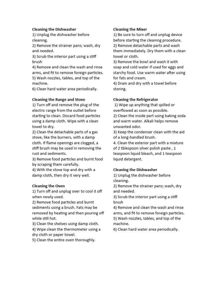 Cleaning The Dishwasher PDF Dishwasher Sodium Bicarbonate
