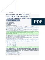 Correção Da Avaliação AVALIAÇÃO DE IMPACTO E LINCENCIAMENTO AMBIENTAL