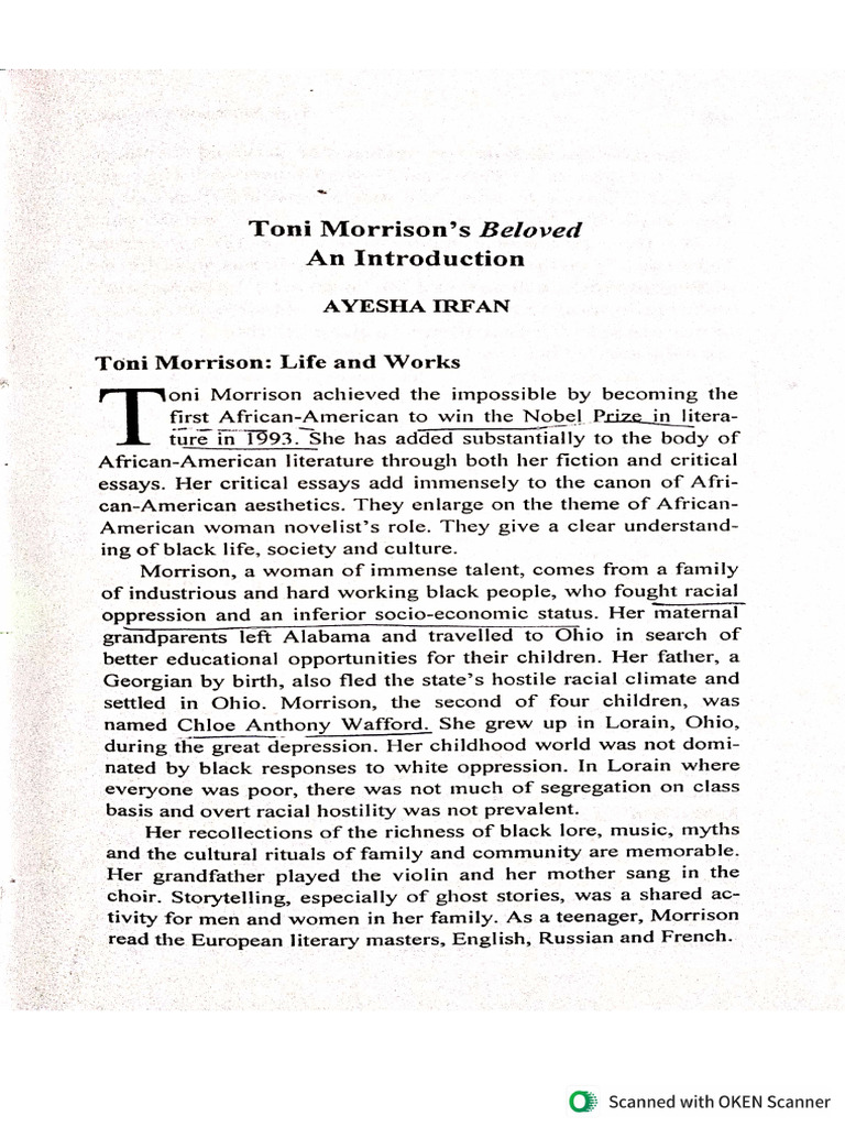 A Brief Intro To Beloved & Toni Morrison PDF