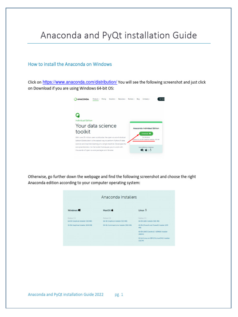 Anaconda and pyqt installation guide pdf