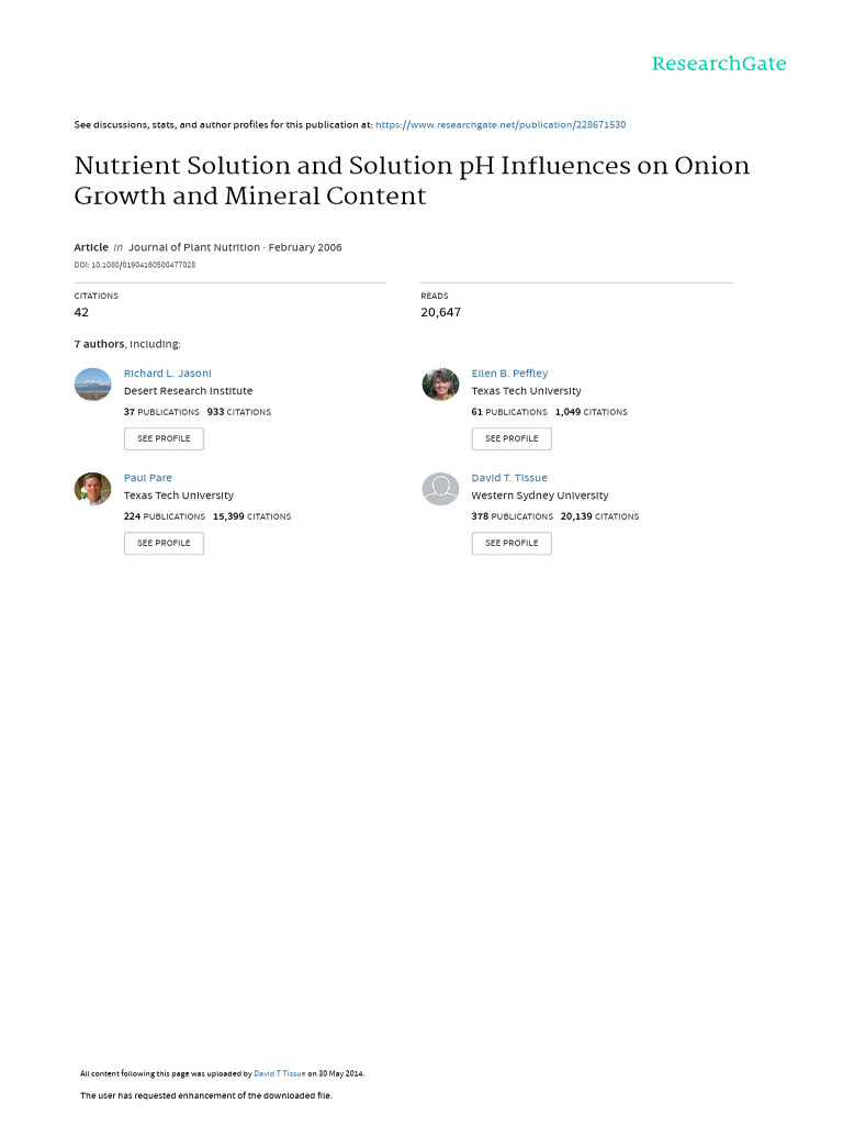 Nutrient Solution and Solution PH Influences On On | PDF | Hydroponics ...