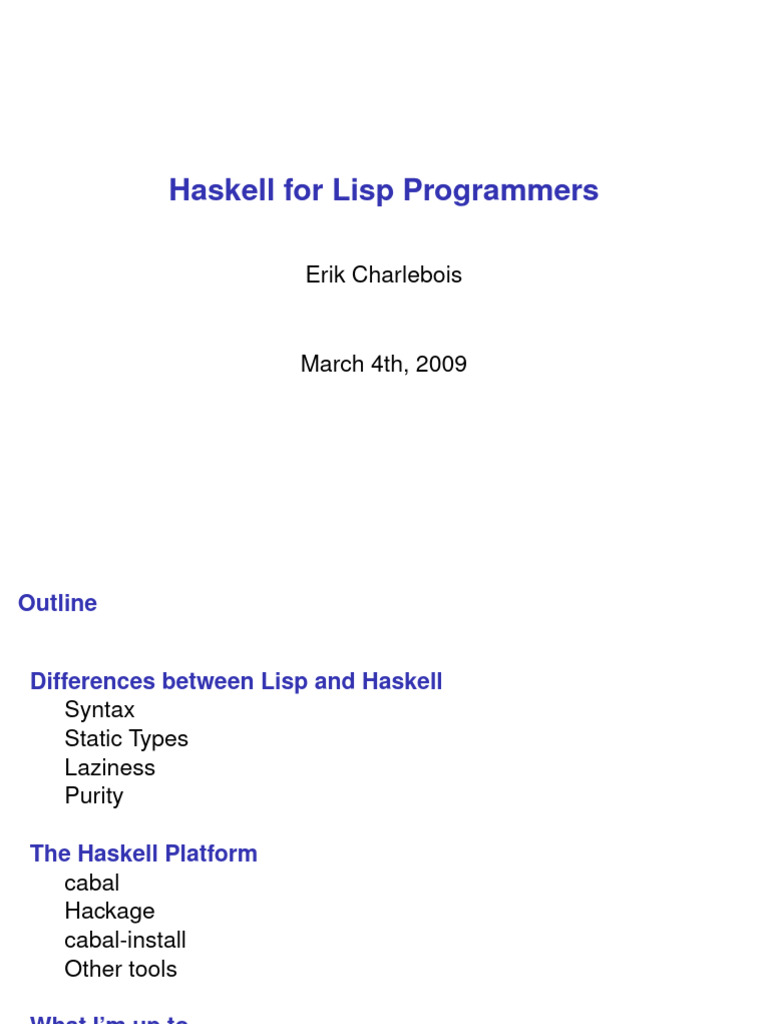 Haskell For Lisp Programmers | PDF | C++ | Programming Paradigms
