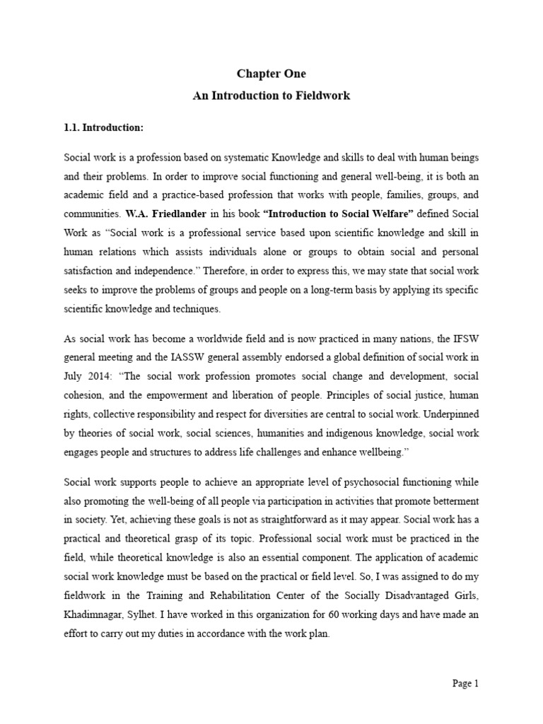 Fieldwork report final pdf social work field research