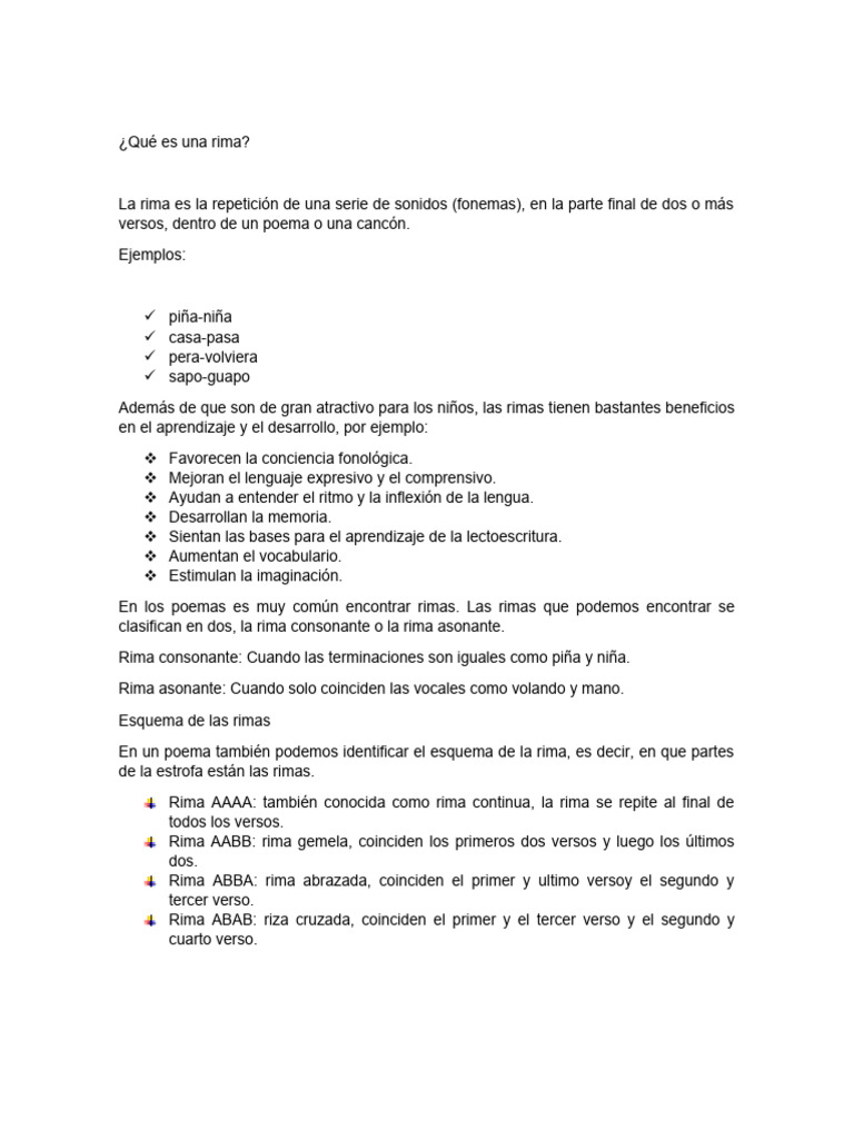 Definición y Tipos de Rima en Poesía | PDF | Artes del Lenguaje y ...