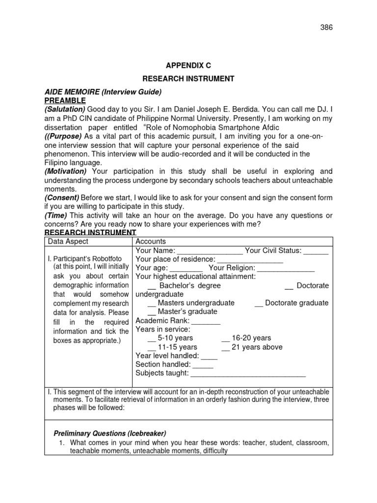 Sample Interview Protocol | Download Free PDF | Teachers | Doctorate