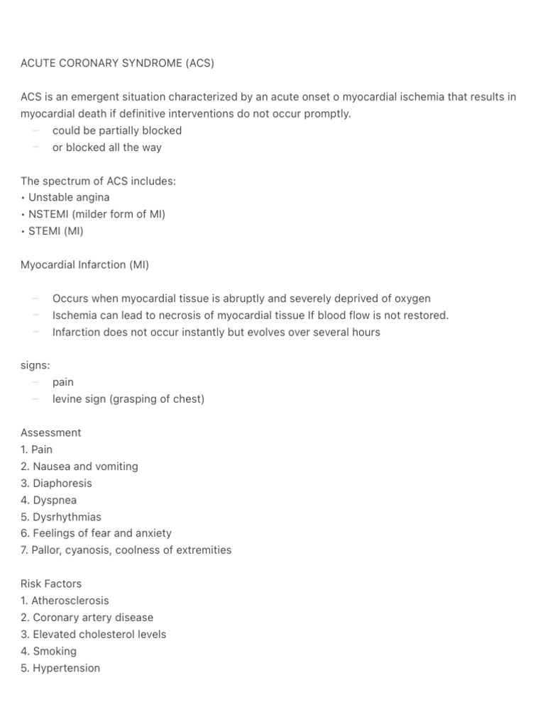 Acute Coronary Syndrome Acs 2 PDF Hypertension Myocardial Infarction
