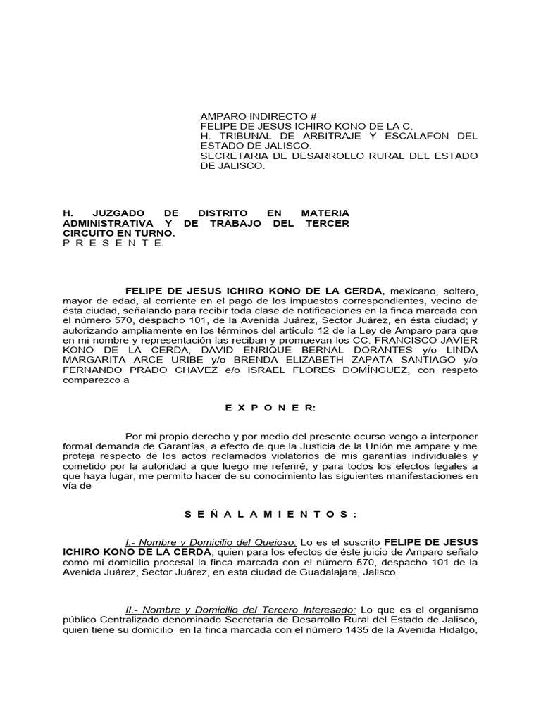 Amparo Indirecto por Retardo de Laudo | PDF | Demanda judicial ...