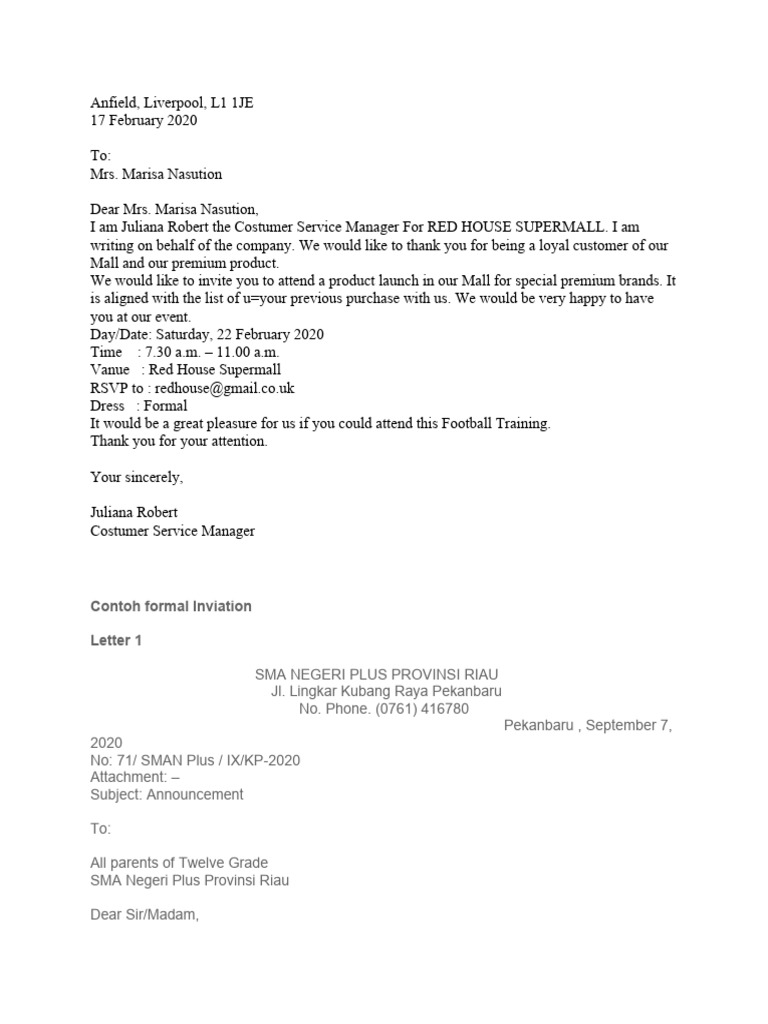 Formal Invitation Letter | PDF