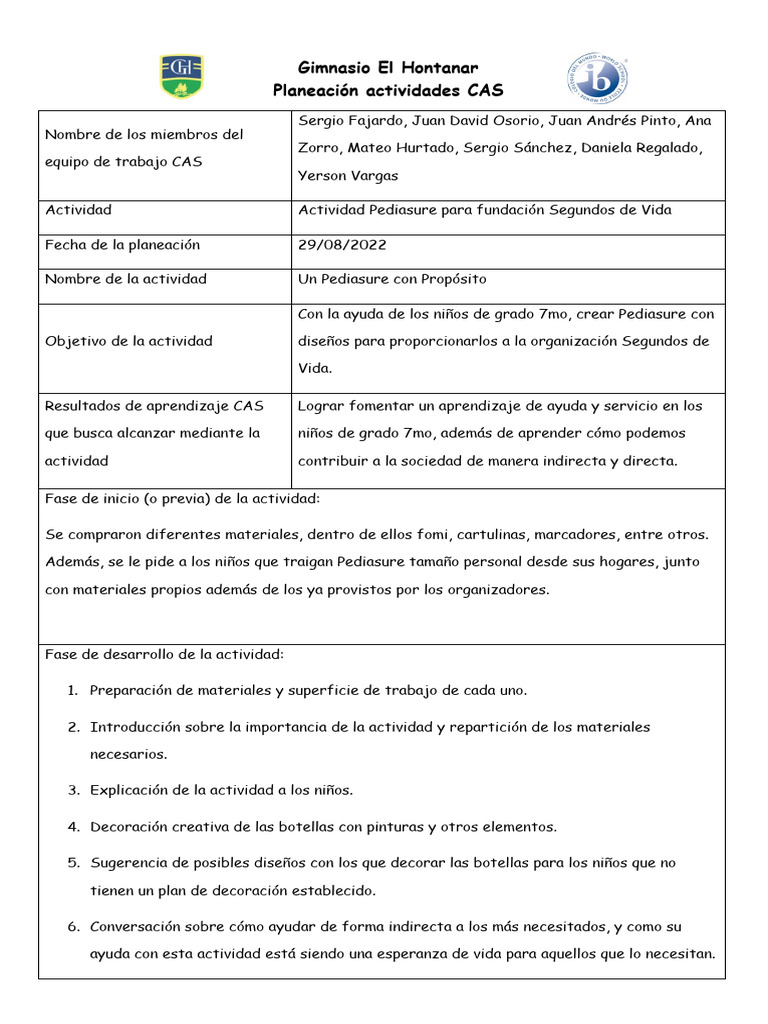 Planeacion Pediasure Nueva PDF Aprendizaje