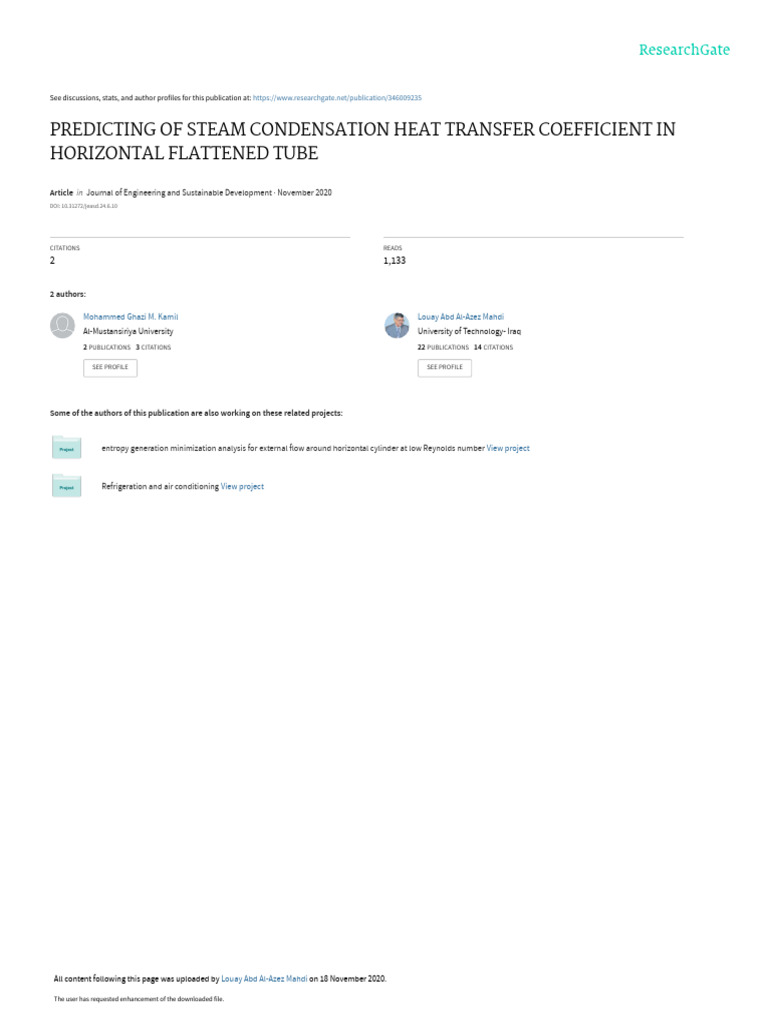 Steam Condensation in Flattened Tubes | PDF | Heat Transfer | Liquids