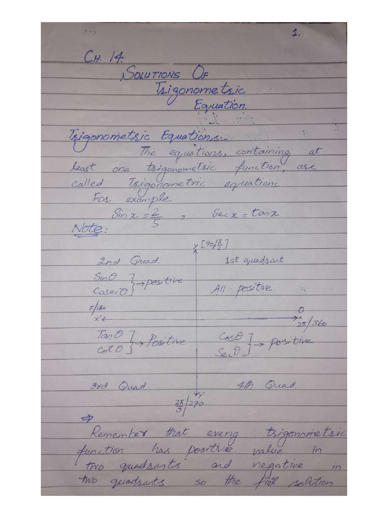 First Year Math Exercise 4.1 Solved