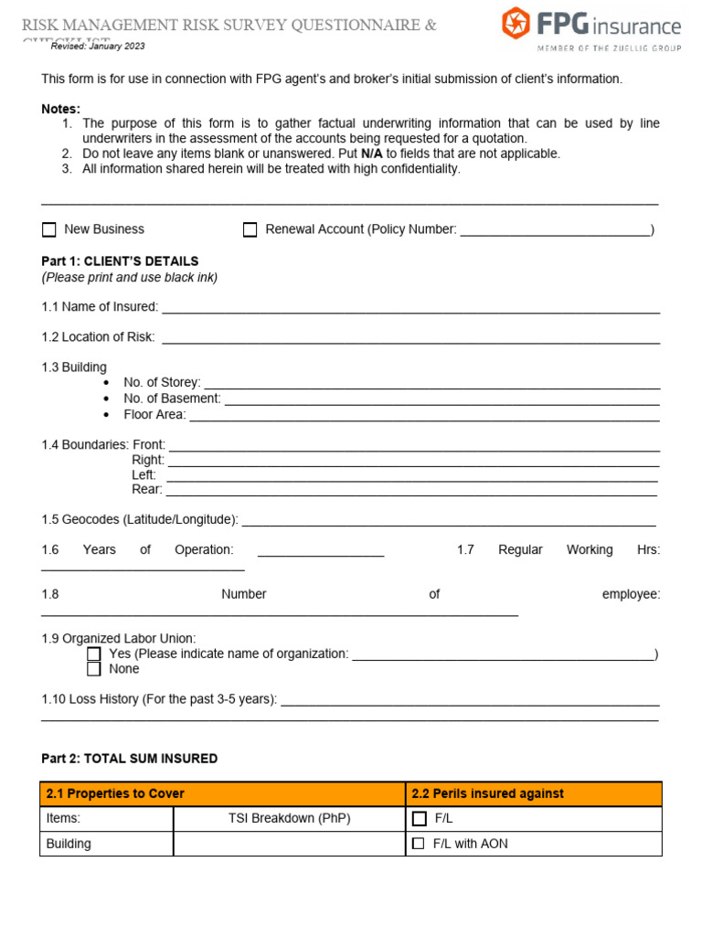 Risk Management Survey Checklist | PDF | Firefighting | Fire Sprinkler ...