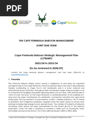 CPBMJTT Final Baboon Strategic Management Plan