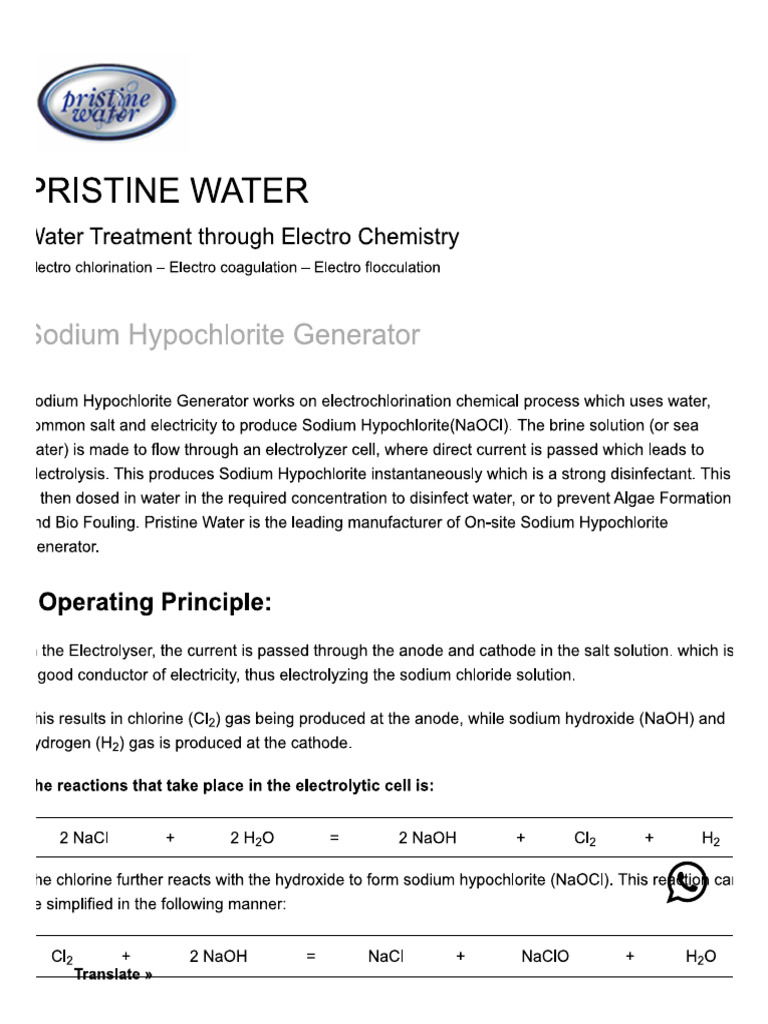 Electro Chlorination | PDF