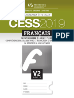 Évaluation Certificative - CESS - 2019 - Français - Qualification - Questionnaire Et Portefeuille (Ressource 15515)