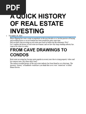 A Quick History of Real Estate Investing