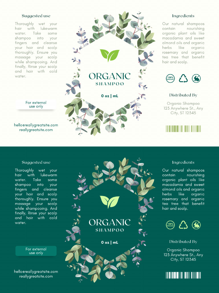 Green Simple Organic Shampoo Label PDF