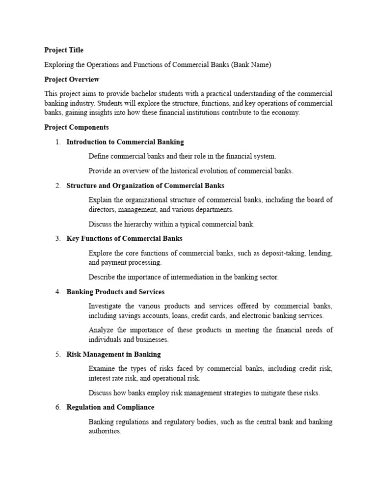 Money and Banking Project Download Free PDF Banks Financial Inclusion