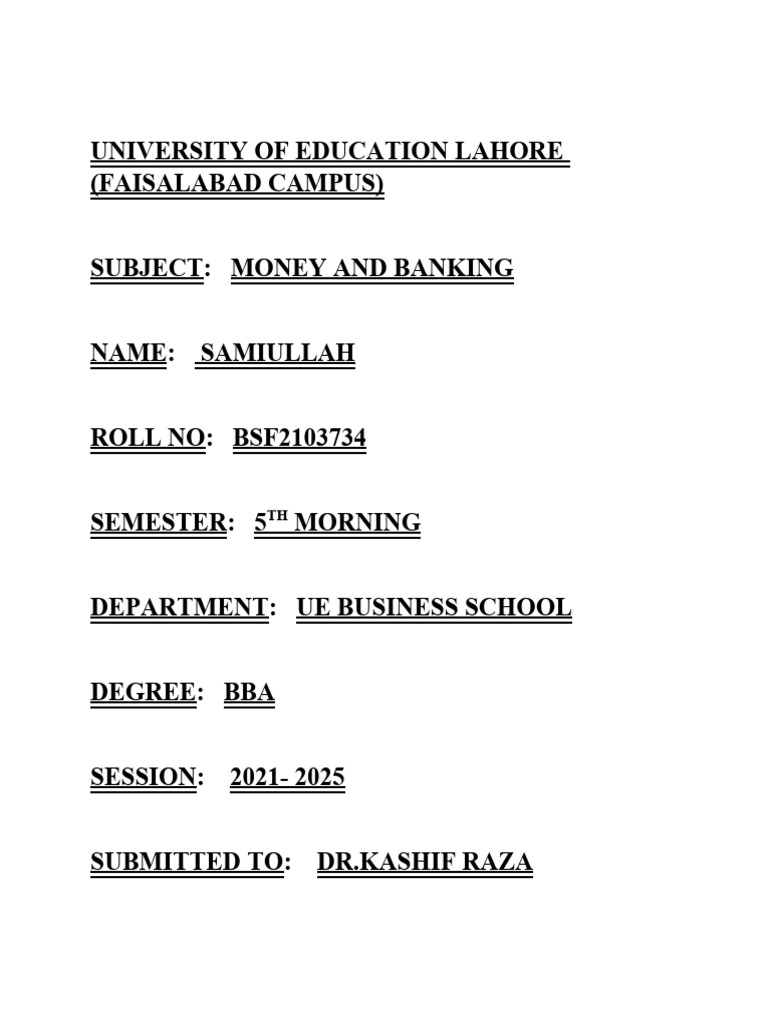 Money and Banking PDF Banks Credit Card