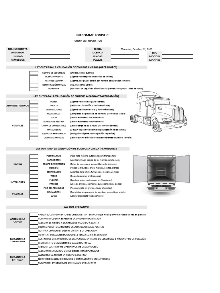 Check List Operacion | PDF