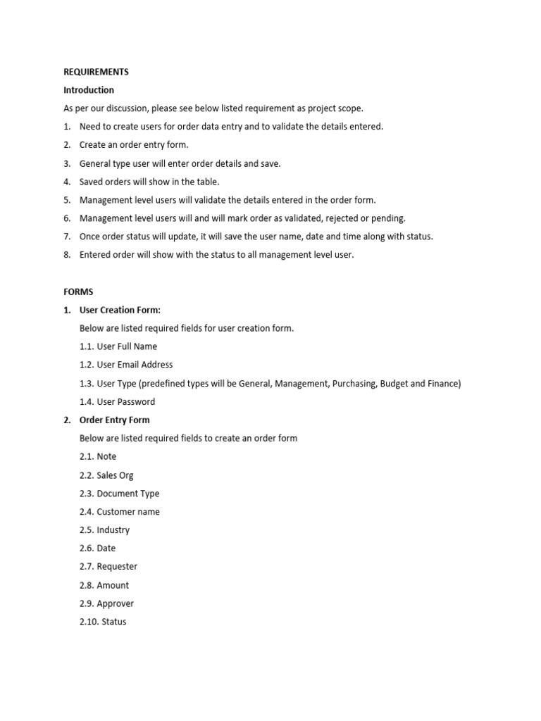 Order Entry System Requirements | PDF | Cyberspace | Computer Science