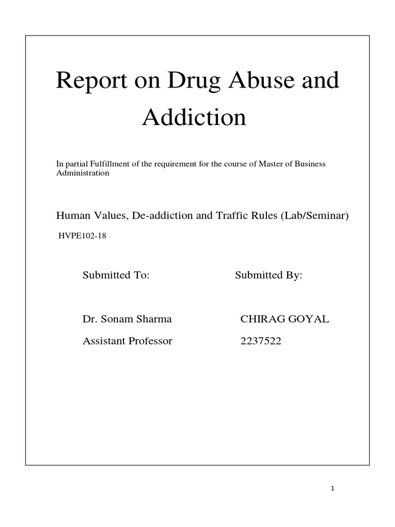 Write A Report On Drug Abuse