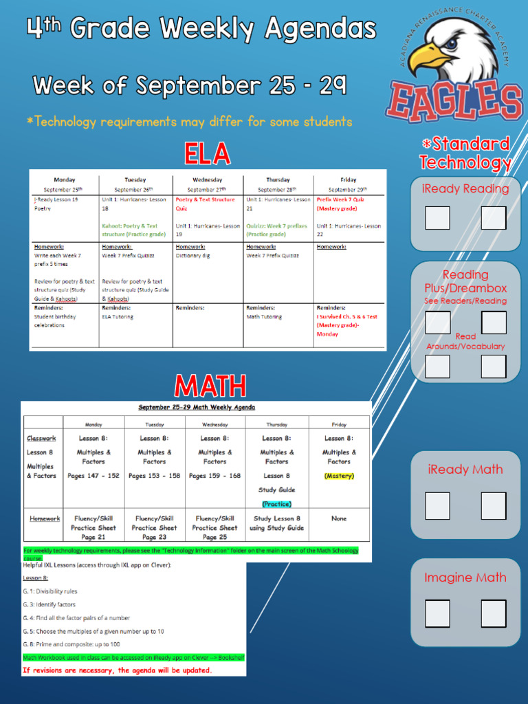 Sept 25 29 4th grade agendas pdf