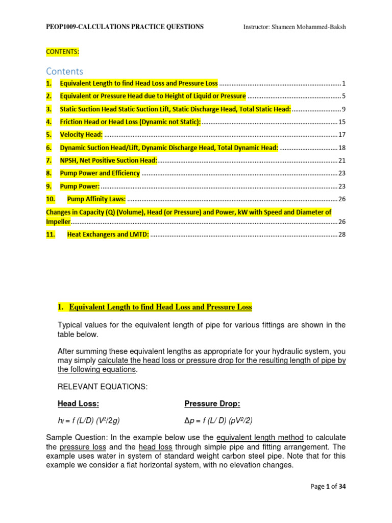 NOTES+3+Calculations PEOP1009+ALL+Topics+v2 | PDF | Pressure | Pump