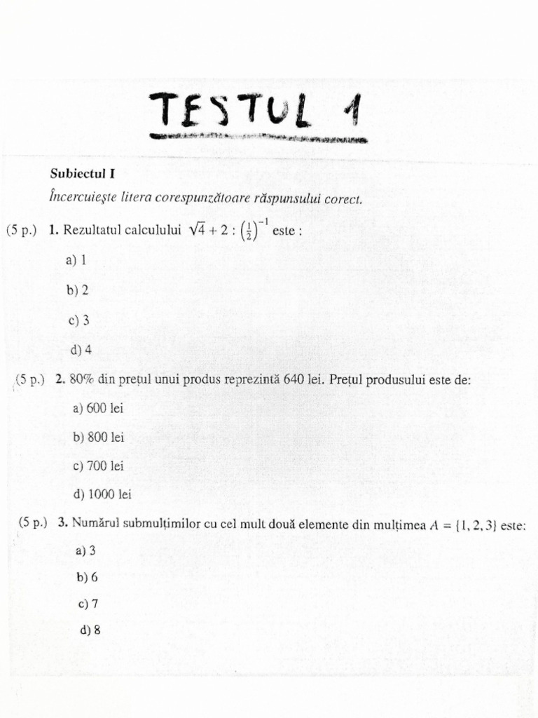 Model Examen 8-A 2024 | PDF