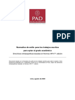 Normativa de Estilo para Los Trabajos Escritos para Optar Al Grado Académico (Actualizado AGO 2023) - Organized