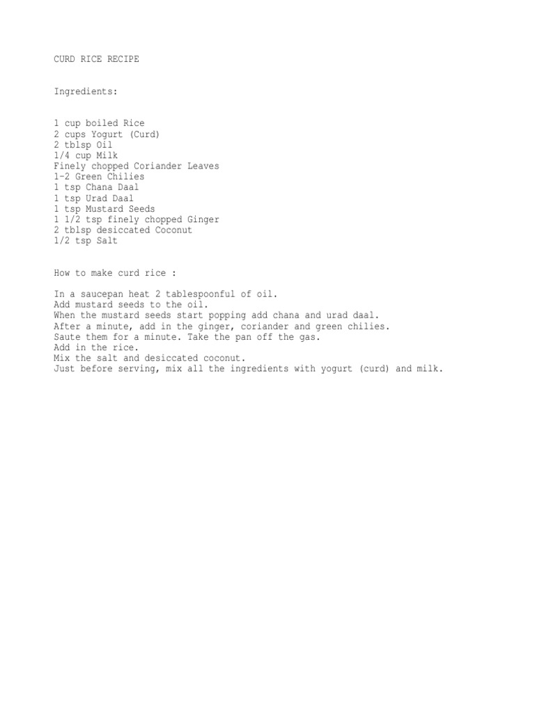 Curd Rice | PDF