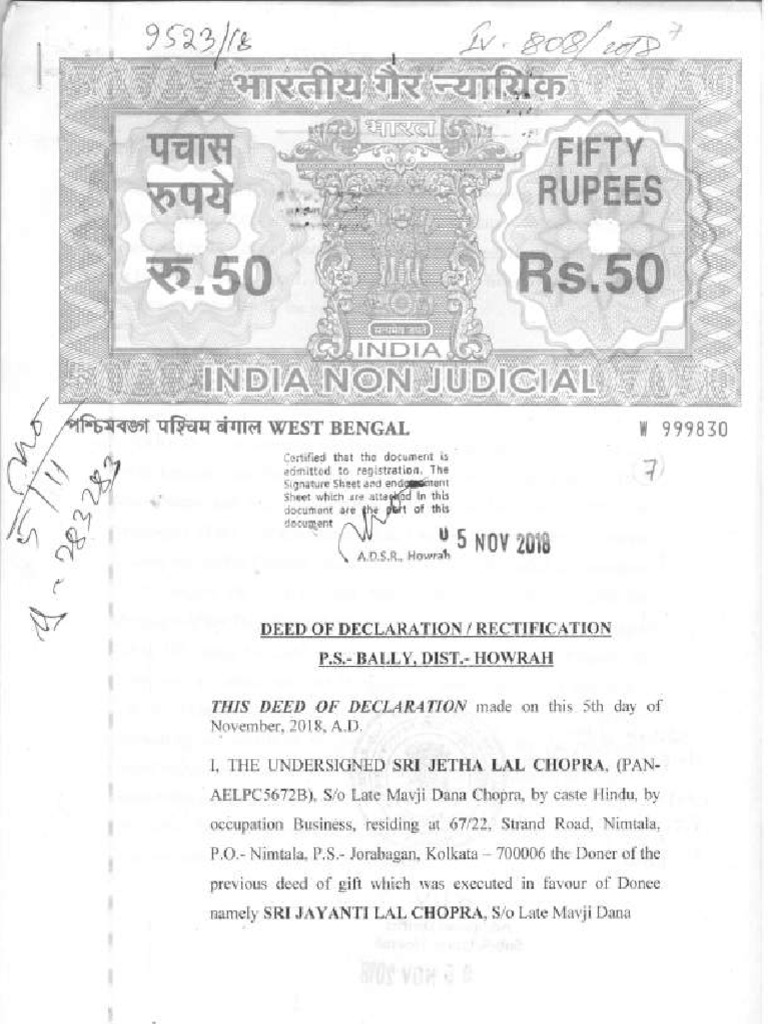 Deed of Declaration & Rectification | PDF