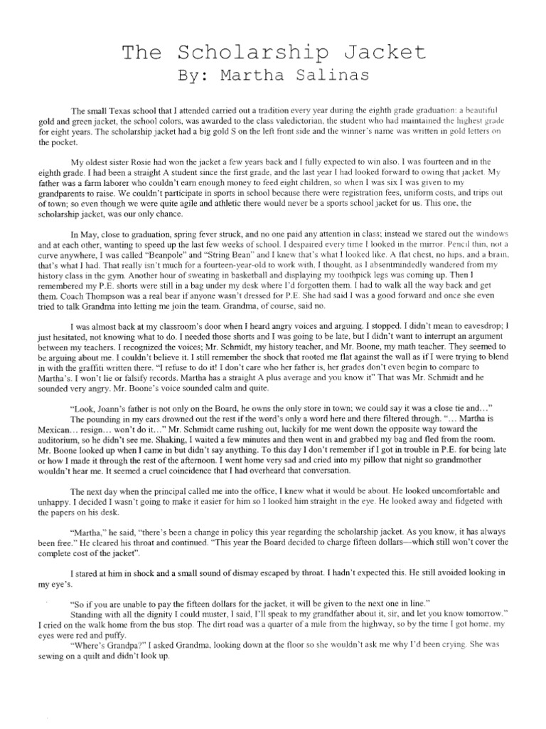 The Scholarship Jacket Reading PDF