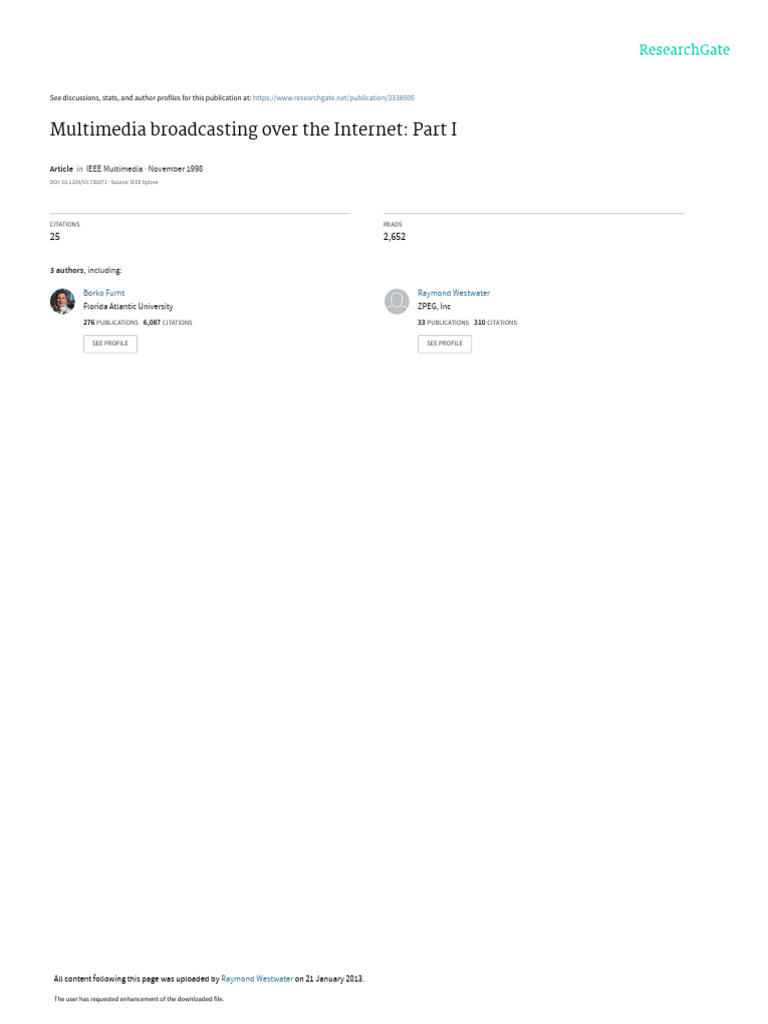 Multimedia Broadcasting Over The Part I PDF Multicast Ip
