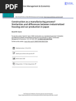 Construction As A Manufacturing Process Similarities and Differences Between Industrialized Housing and Car Production in Japan