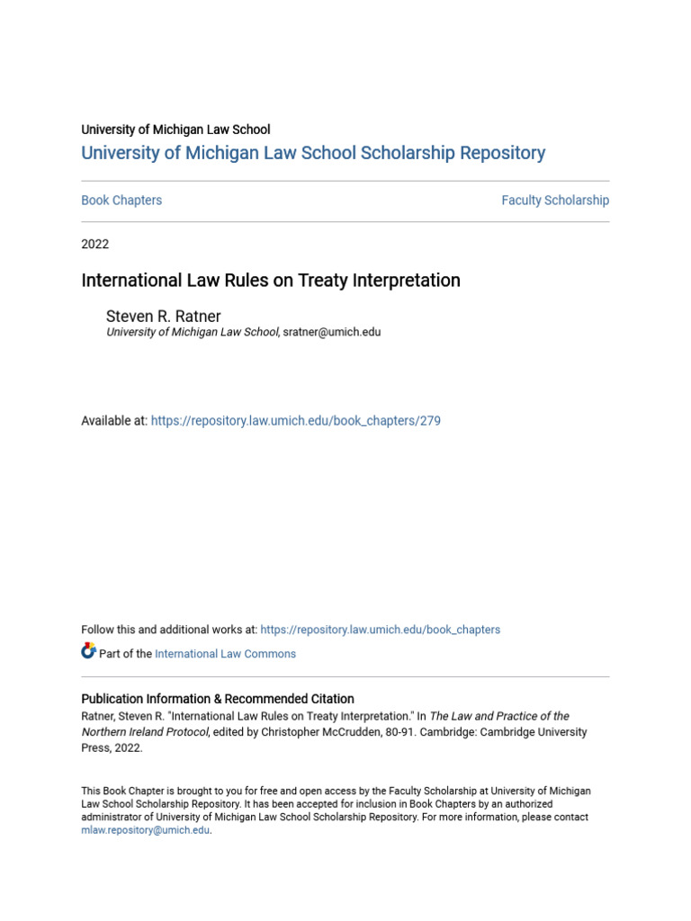 VCLT Rules on Treaty Interpretation | PDF | Treaty | International Law