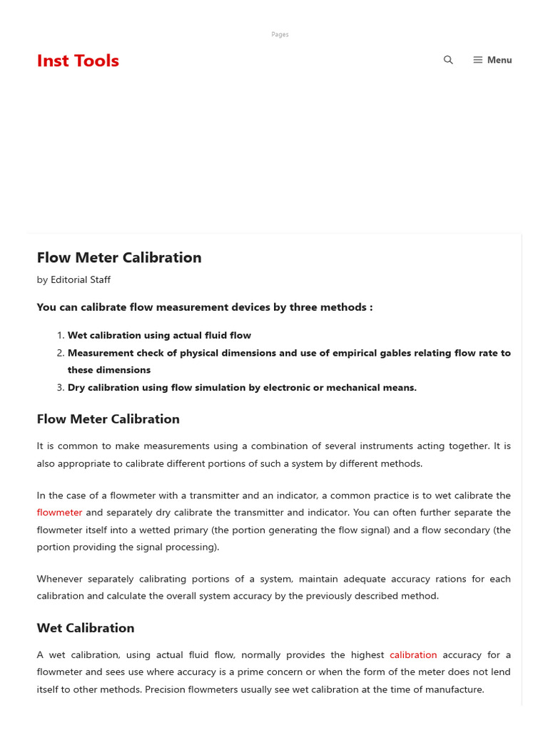 How To Do Flow Meter Calibration InstrumentationTools PDF Flow