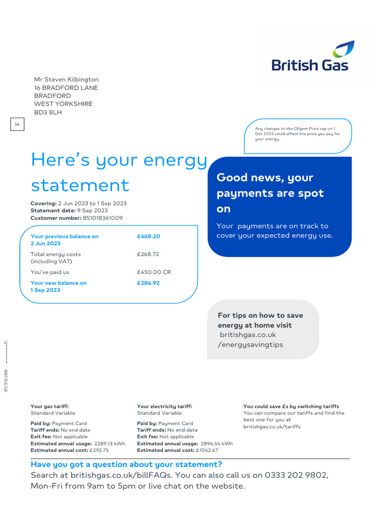 Energy Statement for Homeowners | PDF | Fee | Physical Quantities