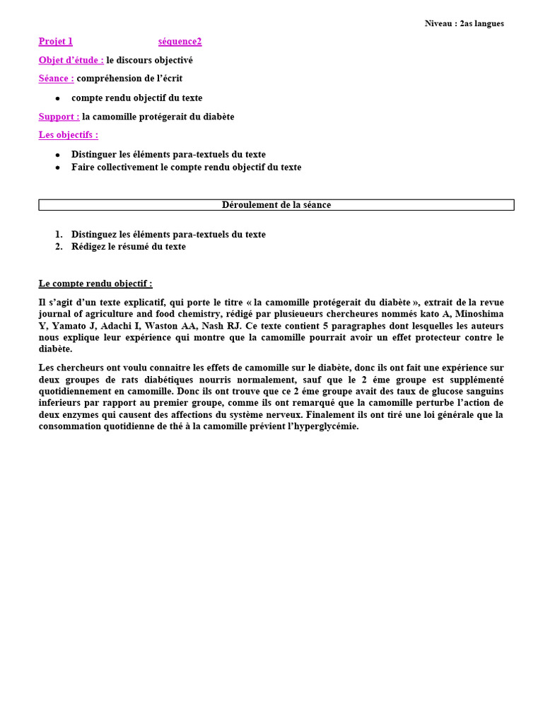 Compte Rendu Objectif | PDF
