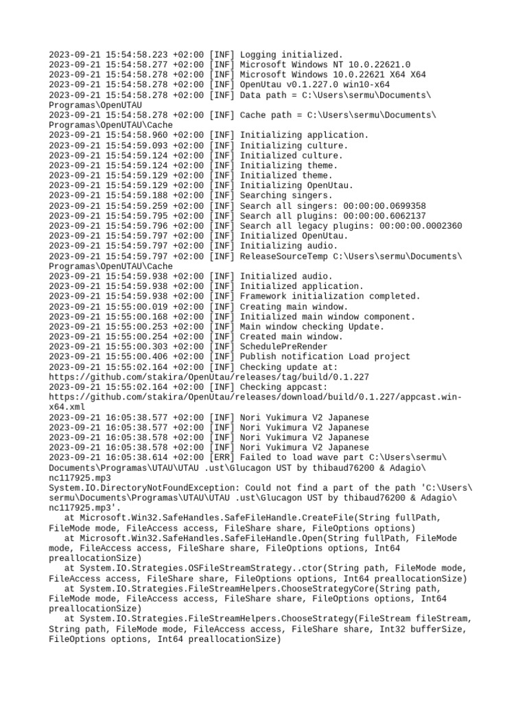 Openutau crash log example 14 pdf microsoft windows software