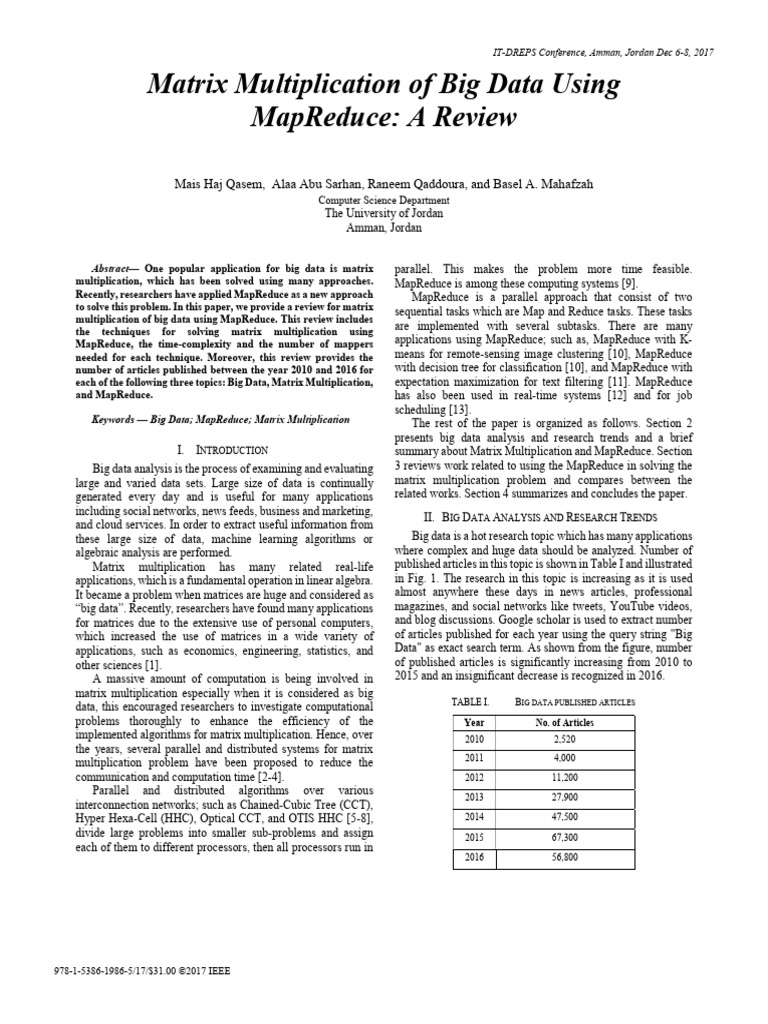 MapReduce for Big Data Matrix Multiplication | PDF | Map Reduce ...
