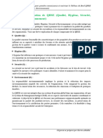 FICHE 2 - La Notion de QHSE (Qualité, Hygiène, Sécurité, Environnement)